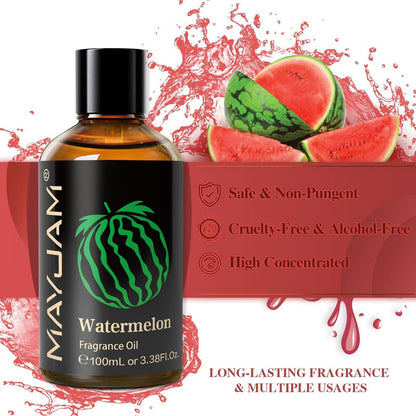 MAYJAM 100ml/3,38 Fl. Oz. Wassermelone Duftöl mit Glaspipette – Langanhaltendes ätherisches Öl für Diffuser, Seifen- und Kerzenherstellung