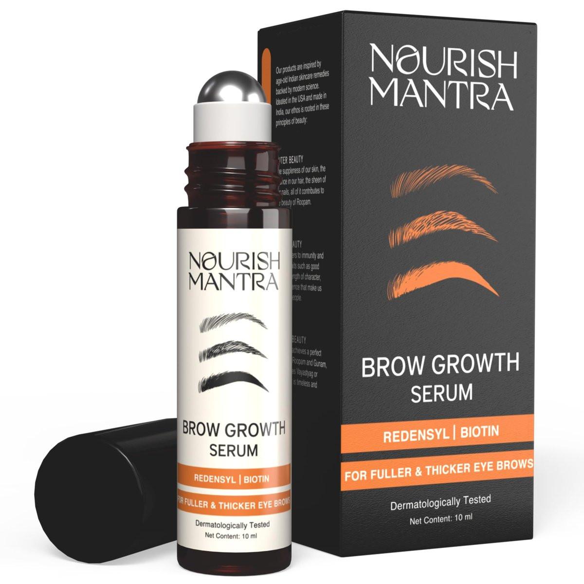 Nourish Mantra Augenbrauen-Wachstumsserum – Fördert das Nachwachsen für längere, dichtere und voller aussehende Brauen mit Redensyl, Biotin und Peptiden (10 ml)