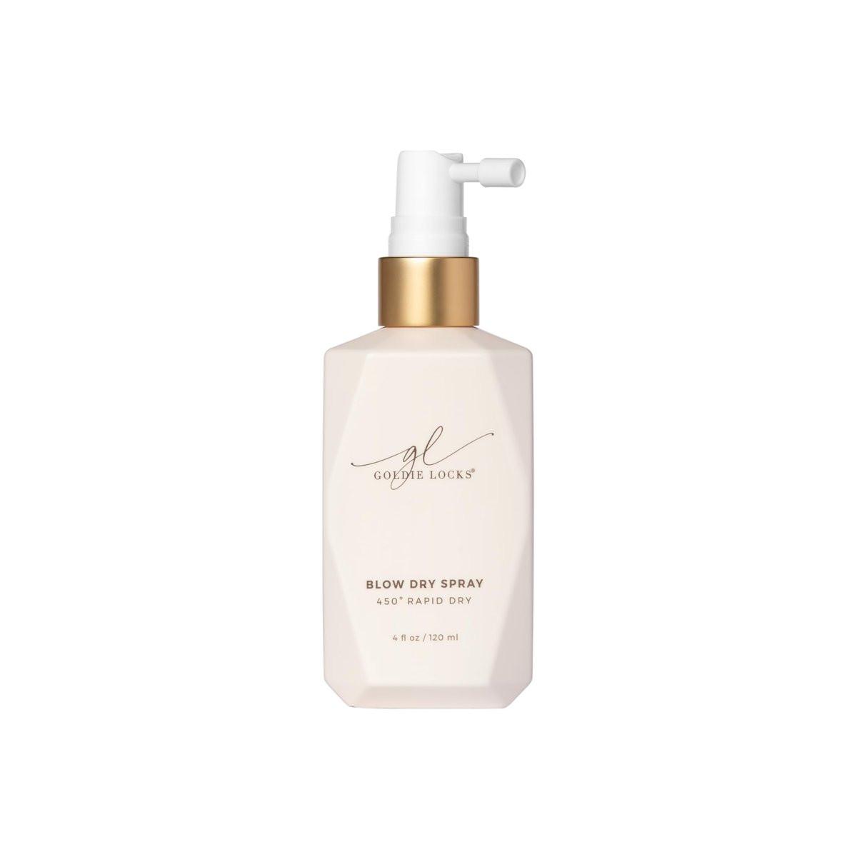 Goldie Locks Blow Dry Spray – 450°F Hitzeschutz & Frizz-Kontrolle – Feuchtigkeitsspendender Föhnspray mit Style Memory – Sicher für Extensions & coloriertes Haar – Protein-frei – 118 ml