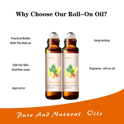 2er-Pack Weihrauch & Myrrhe Ätherisches Öl Blend Roll-On - 100% natürliches Duftöl mit Vitamin C, Zitrone, Patchouli & Rosmarin - Naturparfüm - 10 ml