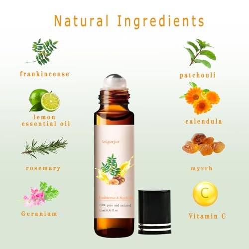 2er-Pack Weihrauch & Myrrhe Ätherisches Öl Blend Roll-On - 100% natürliches Duftöl mit Vitamin C, Zitrone, Patchouli & Rosmarin - Naturparfüm - 10 ml