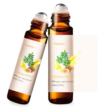2er-Pack Weihrauch & Myrrhe Ätherisches Öl Blend Roll-On - 100% natürliches Duftöl mit Vitamin C, Zitrone, Patchouli & Rosmarin - Naturparfüm - 10 ml