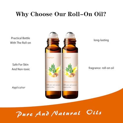 2er-Pack Weihrauch & Myrrhe Ätherisches Öl Blend Roll-On - 100% natürliches Duftöl mit Vitamin C, Zitrone, Patchouli & Rosmarin - Naturparfüm - 10 ml