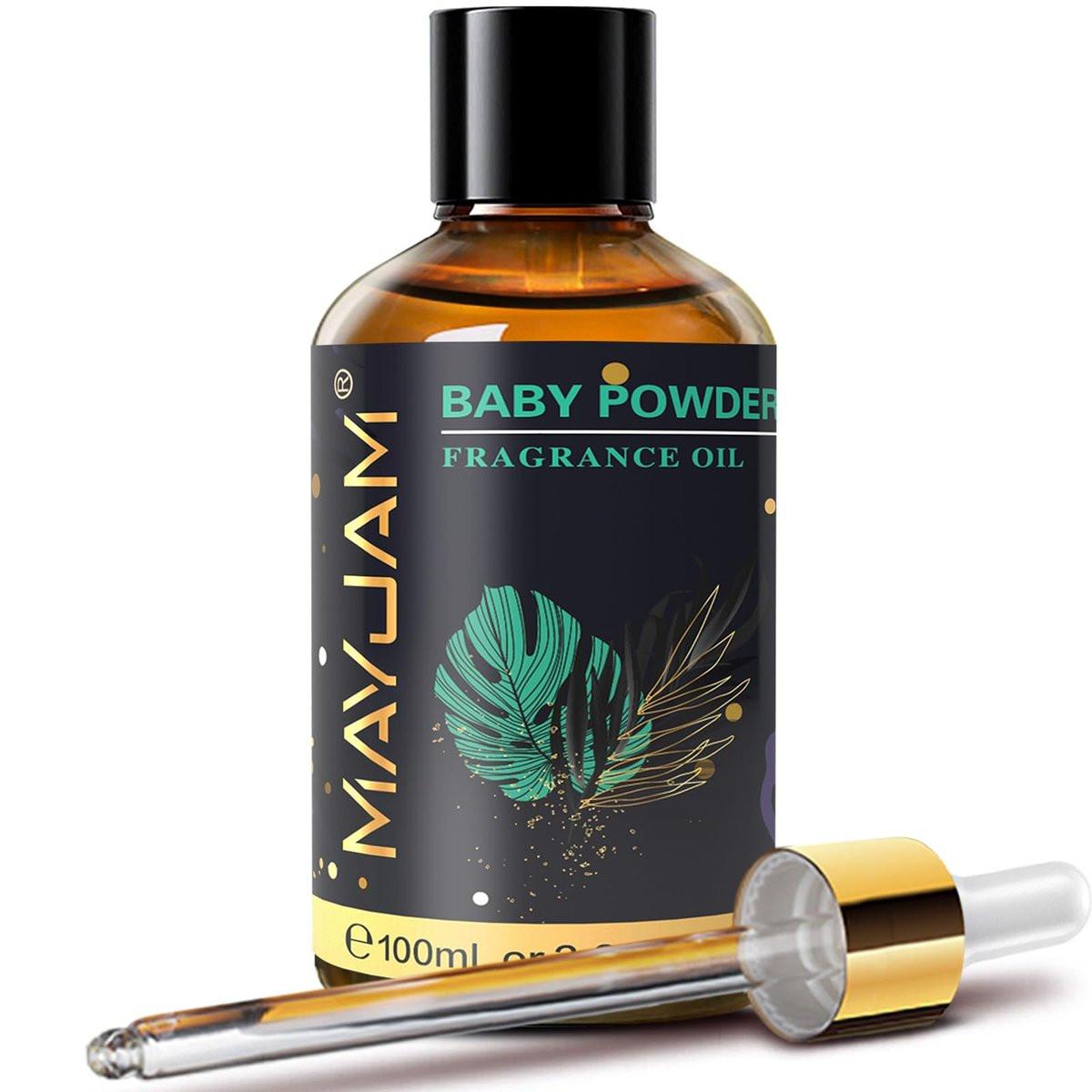 MAYJAM 100ml/3,38 Fl. Oz. Babypuder Duftöl mit Glaspipette – Ätherisches Öl für Diffuser, langanhaltendes Duftöl für Seifen- und Kerzenherstellung