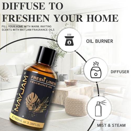 MAYJAM 100ml Frische Wäsche Duftöl mit Glaspipette – Lang anhaltendes ätherisches Öl für Diffuser, Seifen- und Kerzenherstellung