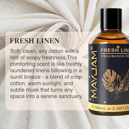 MAYJAM 100ml Frische Wäsche Duftöl mit Glaspipette – Lang anhaltendes ätherisches Öl für Diffuser, Seifen- und Kerzenherstellung