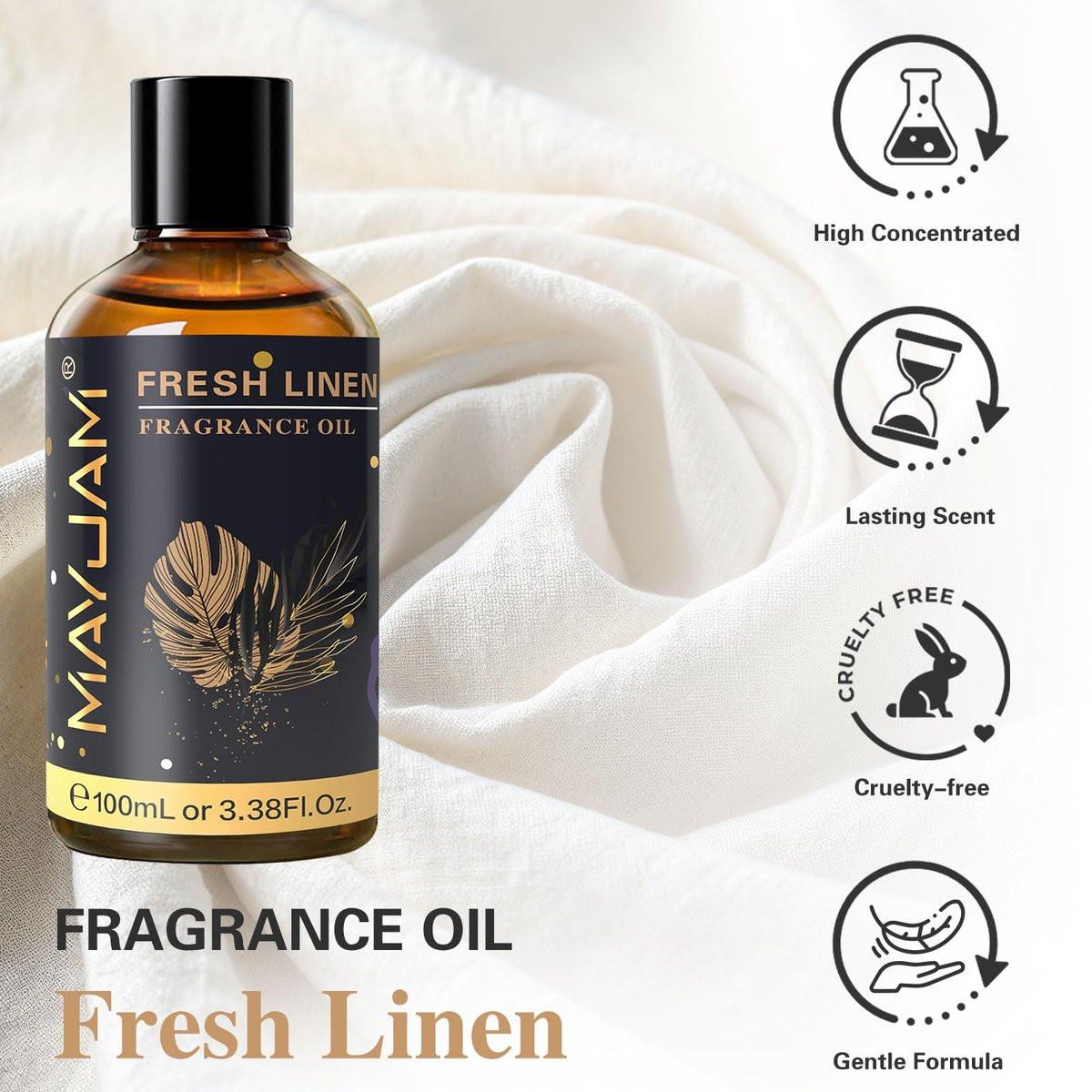 MAYJAM 100ml Frische Wäsche Duftöl mit Glaspipette – Lang anhaltendes ätherisches Öl für Diffuser, Seifen- und Kerzenherstellung