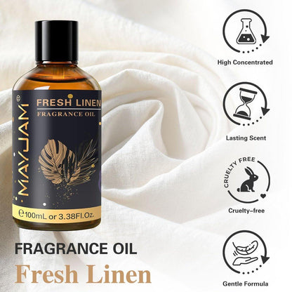 MAYJAM 100ml Frische Wäsche Duftöl mit Glaspipette – Lang anhaltendes ätherisches Öl für Diffuser, Seifen- und Kerzenherstellung