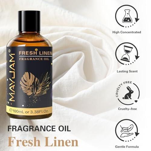MAYJAM 100ml Frische Wäsche Duftöl mit Glaspipette – Lang anhaltendes ätherisches Öl für Diffuser, Seifen- und Kerzenherstellung