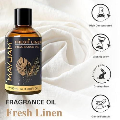 MAYJAM 100ml Frische Wäsche Duftöl mit Glaspipette – Lang anhaltendes ätherisches Öl für Diffuser, Seifen- und Kerzenherstellung