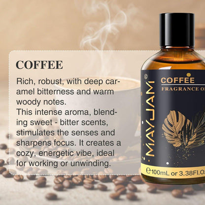 MAYJAM Kaffeeduftöl 100 ml / 3,38 Fl. Oz. mit Glaspipette – Langanhaltendes Duftöl für Diffuser, Seifen- und Kerzenherstellung