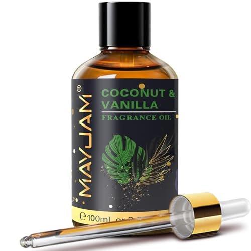 MAYJAM Kokos & Vanille Duftöl 100 ml mit Glaspipette – Lang anhaltendes Aromaöl für Diffuser, Seifen- und Kerzenherstellung
