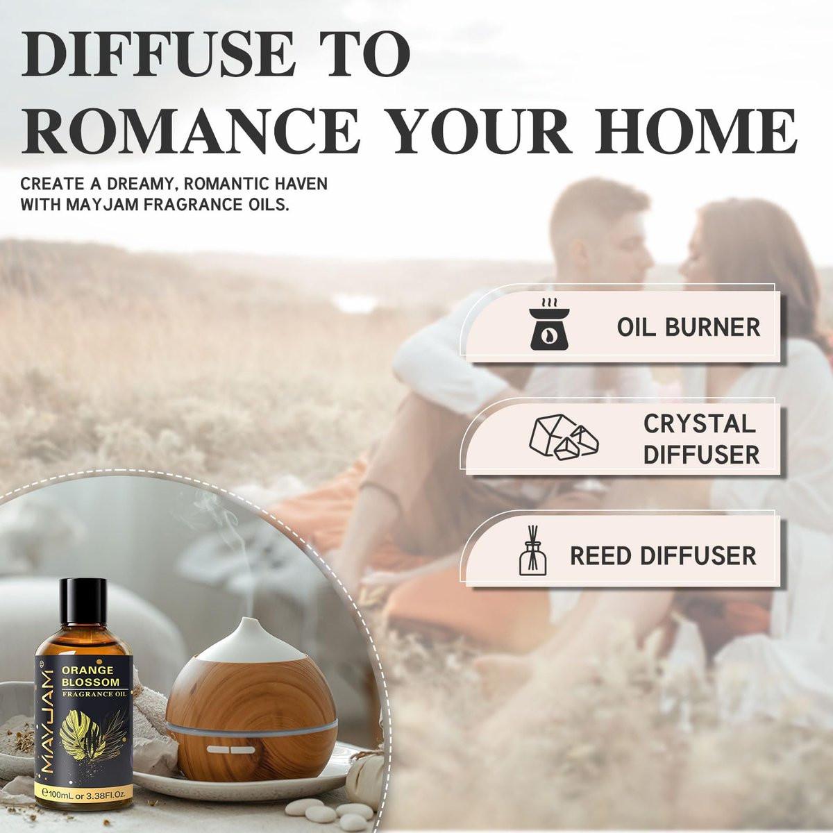 MAYJAM Orangenblüten Duftöl 100ml/3,38fl.oz mit Glaspipette, langanhaltendes Aromaöl für Diffuser, Seifen- und Kerzenherstellung