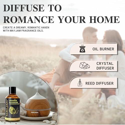 MAYJAM Orangenblüten Duftöl 100ml/3,38fl.oz mit Glaspipette, langanhaltendes Aromaöl für Diffuser, Seifen- und Kerzenherstellung