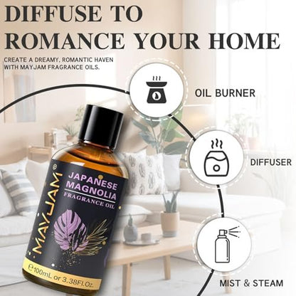 MAYJAM Japanische Magnolie Duftöl 100ml – Langanhaltender Raumduft für Diffuser, Seifen- und Kerzenherstellung