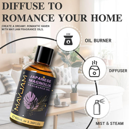 MAYJAM Japanische Magnolie Duftöl 100ml – Langanhaltender Raumduft für Diffuser, Seifen- und Kerzenherstellung