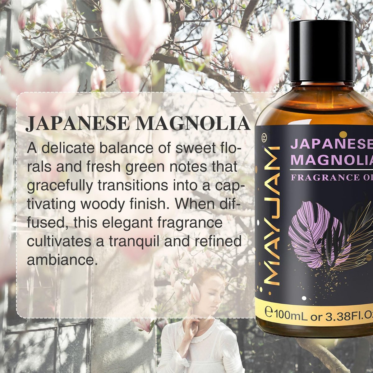 MAYJAM Japanische Magnolie Duftöl 100ml – Langanhaltender Raumduft für Diffuser, Seifen- und Kerzenherstellung