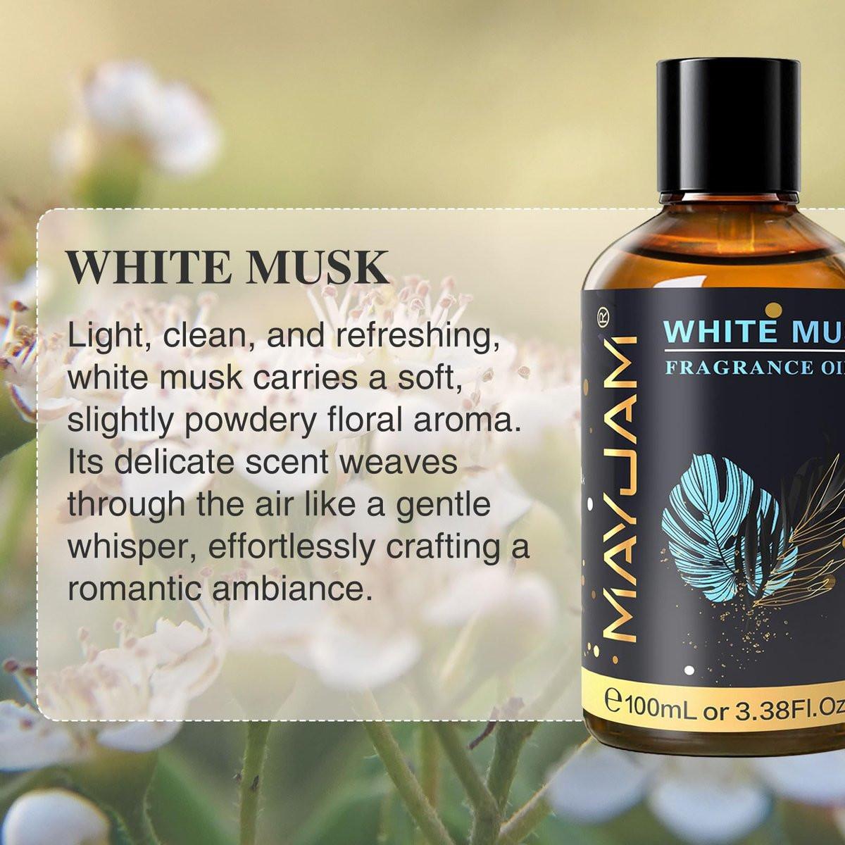 MAYJAM 100ml Weißer Moschus Duftöl mit Glaspipette - Langanhaltendes ätherisches Öl für Diffuser, Seifen- und Kerzenherstellung
