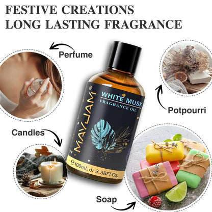 MAYJAM 100ml Weißer Moschus Duftöl mit Glaspipette - Langanhaltendes ätherisches Öl für Diffuser, Seifen- und Kerzenherstellung