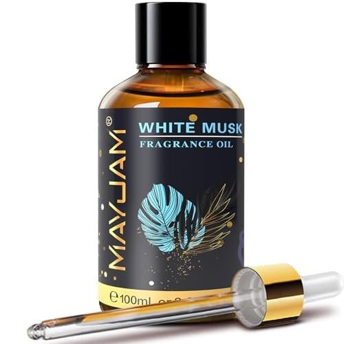 MAYJAM 100ml Weißer Moschus Duftöl mit Glaspipette - Langanhaltendes ätherisches Öl für Diffuser, Seifen- und Kerzenherstellung