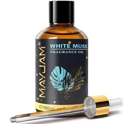 MAYJAM 100ml Weißer Moschus Duftöl mit Glaspipette - Langanhaltendes ätherisches Öl für Diffuser, Seifen- und Kerzenherstellung
