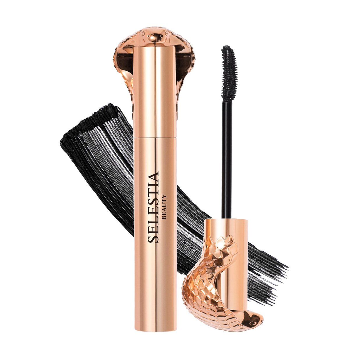 SELESTIA BEAUTY Black Mascara Queen Cobra – Volumengebend, Curling, Verlängernd – Sanfte Bürste für sanftes Auftragen – Lang anhaltend & wetterfest – 0,34 fl.oz. – Hergestellt in Italien
