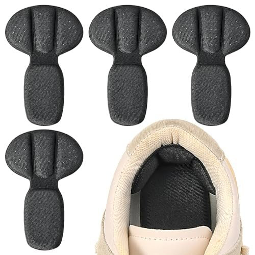 Fersenpolster für Rückseite der Ferse, 4 Stück Mesh-Klebeferseneinlagen für Stiefel, zu große Schuhe, wiederverwendbare Fersenschutz-Einlagen für Damen und Herren, Anti-Blasen-Schuhpolster (Schwarz)