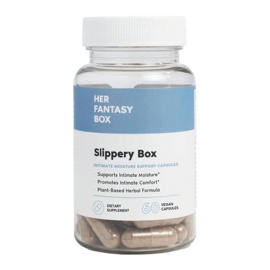 Her Fantasy Box | Slippery Box | Schnell wirkende Ulmenrinden-Kapseln für feminine Gesundheit und intime Feuchtigkeitsunterstützung – 60 vegane Kapseln