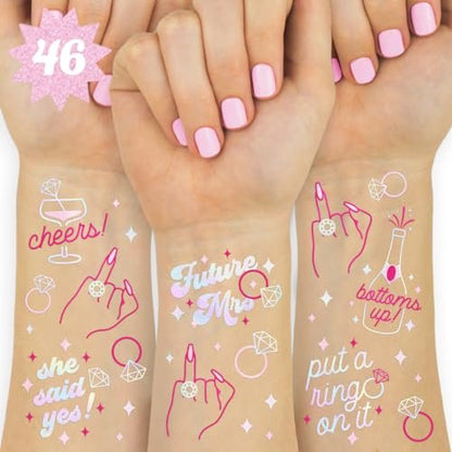 xo, Fetti Braut-Ring-Tattoos - Folien-Stile | Junggesellinnenparty-Dekoration, Brautjungfer-Geschenk, Brautgeschenk + Brautparty-Zubehör