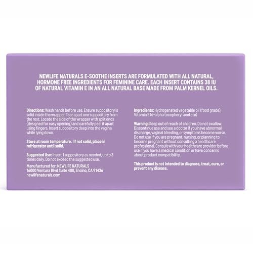 NewLife Naturals Vitamin E Vaginalzäpfchen 38 IU ESoothe – Feuchtigkeit & Hydratation – Natürliche, östrogenfreie Intimpflege – 24 Stück