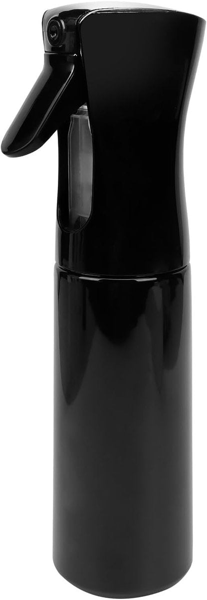 Sprühflasche für Haare (300 ml) - Feiner Nebel in 2 Sekunden - Leere Plastik-Sprühflasche für Styling, Reinigung, Pflanzenpflege & mehr - Schwarz, 3x drücken