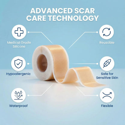 Medizinisches Silikon-Narbenband 1,6" x 120" – Wiederverwendbare Rollen für Kaiserschnitt, Keloid, Bauchdeckenstraffung & chirurgische Narbenentfernung – Verbrennungsnarben-Behandlungsstreifen