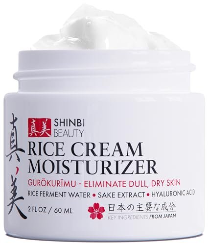 Shinbi Beauty Japanische Hautpflege Feuchtigkeitscreme für das Gesicht - Reiscreme mit Reisferment + Sake-Extrakt - J Beauty Natürliche asiatische Hautpflegeprodukte 60 ml