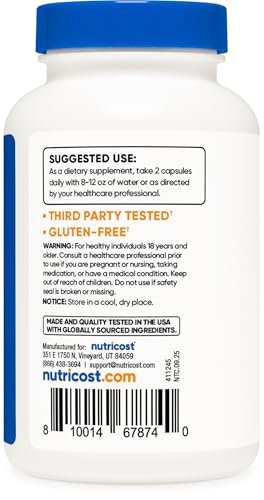 Nutricost Keratin Hydrolysierte Peptidkapseln - 500 mg, 120 Kapseln (60 Portionen) - Nicht-GVO, glutenfrei