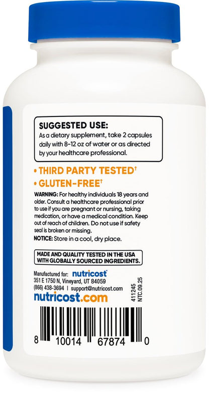 Nutricost Keratin Hydrolysierte Peptidkapseln - 500 mg, 120 Kapseln (60 Portionen) - Nicht-GVO, glutenfrei