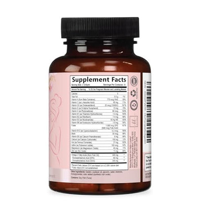 Hello Lovely! Präparat für Schwangere - Pränatal Multivitamin mit Folsäure, Omega 3 DHA, Vitamin A, C, D, B6, B12 & Eisen - 60 Softgels