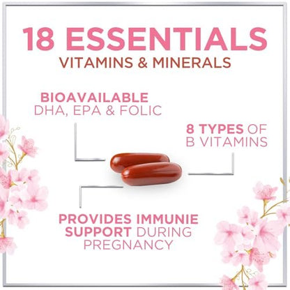 Hello Lovely! Präparat für Schwangere - Pränatal Multivitamin mit Folsäure, Omega 3 DHA, Vitamin A, C, D, B6, B12 & Eisen - 60 Softgels