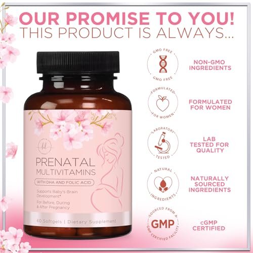 Hello Lovely! Präparat für Schwangere - Pränatal Multivitamin mit Folsäure, Omega 3 DHA, Vitamin A, C, D, B6, B12 & Eisen - 60 Softgels