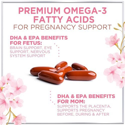 Hello Lovely! Präparat für Schwangere - Pränatal Multivitamin mit Folsäure, Omega 3 DHA, Vitamin A, C, D, B6, B12 & Eisen - 60 Softgels