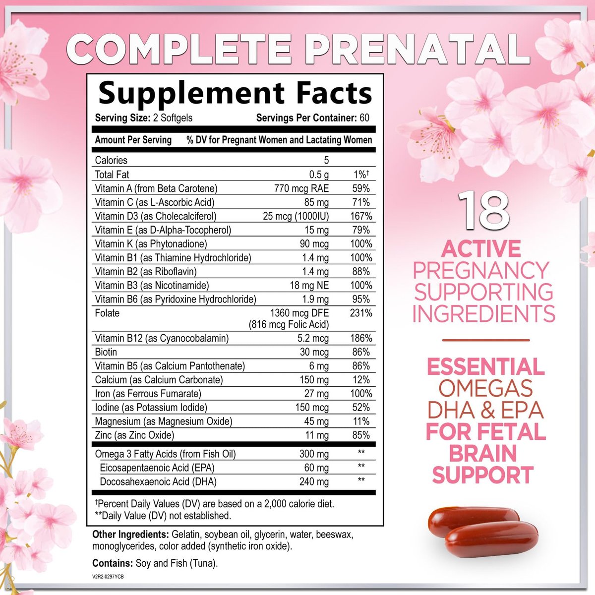 Hello Lovely! Schwangerschaftsvitamine für Frauen - Präparat mit Folsäure & Omega-3 DHA zur Unterstützung der fetalen Entwicklung - 120 Softgels