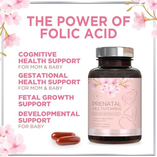 Hello Lovely! Schwangerschaftsvitamine für Frauen - Präparat mit Folsäure & Omega-3 DHA zur Unterstützung der fetalen Entwicklung - 120 Softgels
