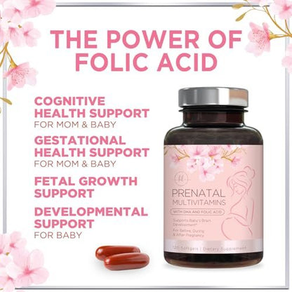 Hello Lovely! Schwangerschaftsvitamine für Frauen - Präparat mit Folsäure & Omega-3 DHA zur Unterstützung der fetalen Entwicklung - 120 Softgels