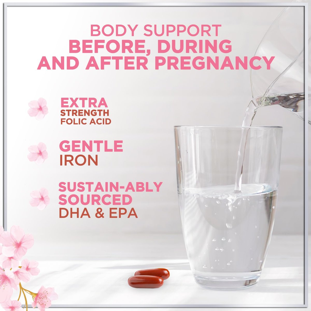 Hello Lovely! Schwangerschaftsvitamine für Frauen - Präparat mit Folsäure & Omega-3 DHA zur Unterstützung der fetalen Entwicklung - 120 Softgels