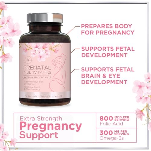 Hello Lovely! Schwangerschaftsvitamine für Frauen - Präparat mit Folsäure & Omega-3 DHA zur Unterstützung der fetalen Entwicklung - 120 Softgels
