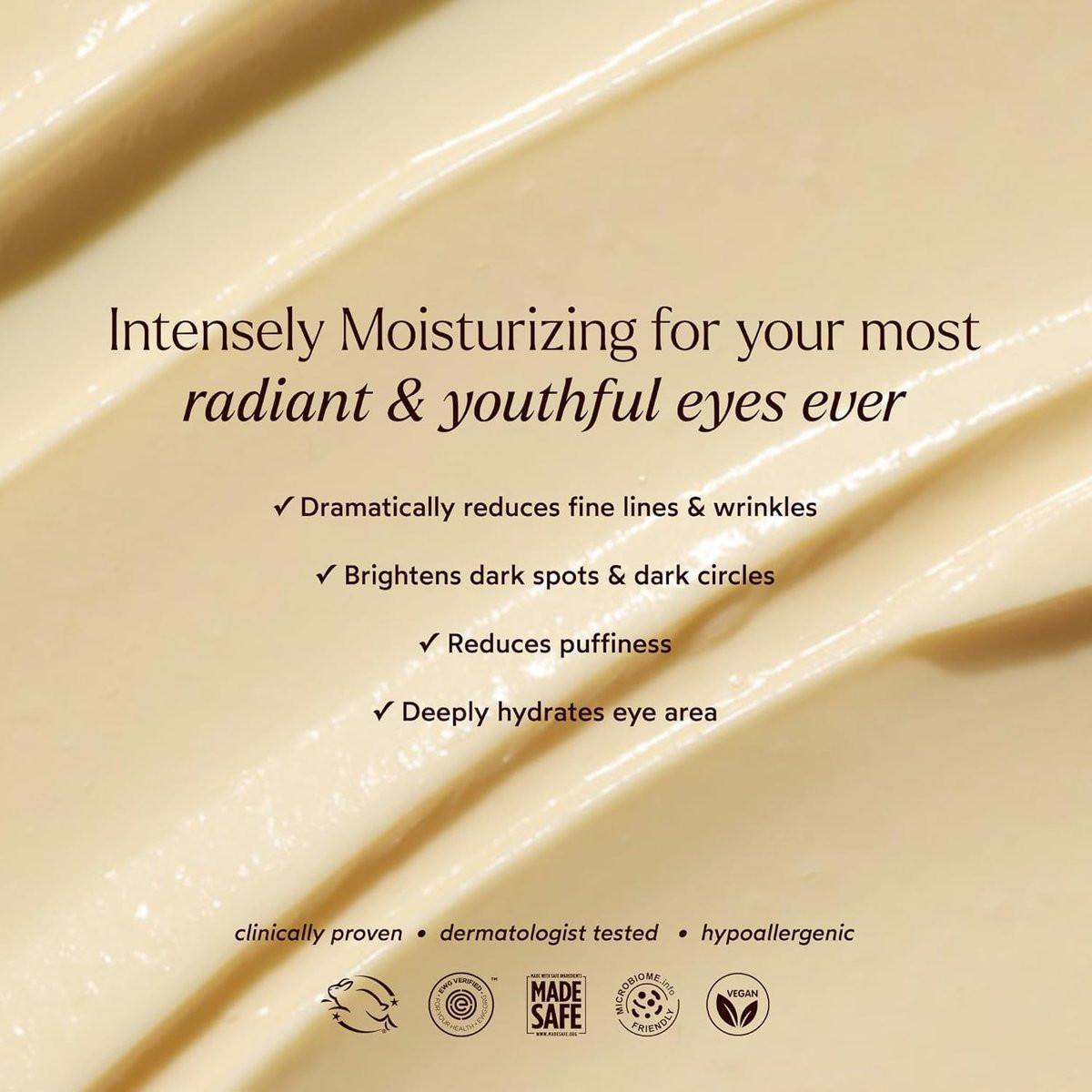 True Botanicals Resurrection Radiance Brightening Eye Cream – Reduziert dunkle Augenringe, feine Linien, Fältchen & Schwellungen | Dermatologisch getestet, natürlich, vegan | 0,5 oz (15 ml)