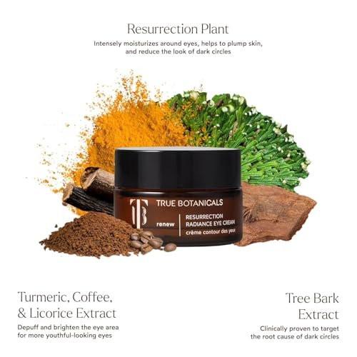 True Botanicals Resurrection Radiance Brightening Eye Cream – Reduziert dunkle Augenringe, feine Linien, Fältchen & Schwellungen | Dermatologisch getestet, natürlich, vegan | 0,5 oz (15 ml)