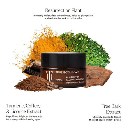 True Botanicals Resurrection Radiance Brightening Eye Cream – Reduziert dunkle Augenringe, feine Linien, Fältchen & Schwellungen | Dermatologisch getestet, natürlich, vegan | 0,5 oz (15 ml)