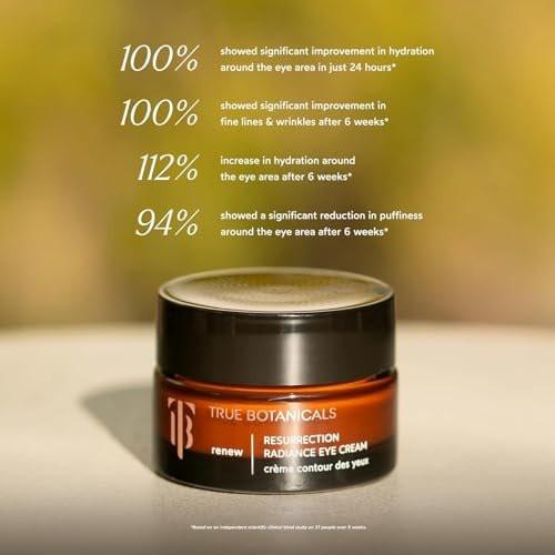 True Botanicals Resurrection Radiance Brightening Eye Cream – Reduziert dunkle Augenringe, feine Linien, Fältchen & Schwellungen | Dermatologisch getestet, natürlich, vegan | 0,5 oz (15 ml)