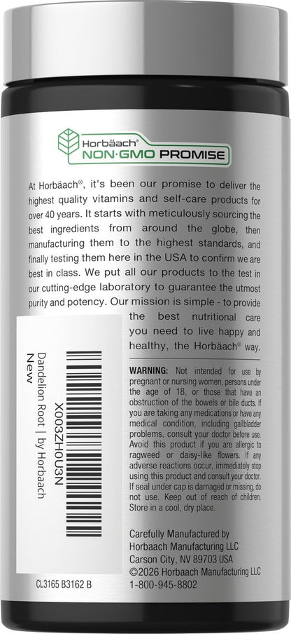 Horbäach Löwenzahnwurzel Kapseln | 120 Kapseln | Non-GMO, Glutenfrei