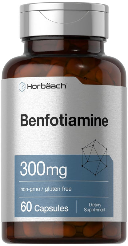 Horbaach Benfotiamin 300 mg | 60 Kapseln | Vitamin B1 Thiamin | Non-GMO & Glutenfrei